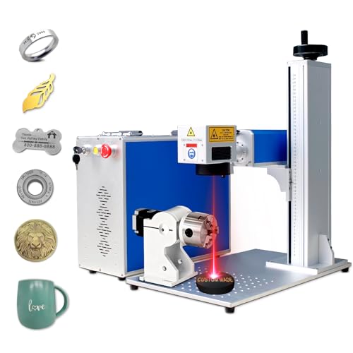 30W Fiber Laser Engraver with Rotary Axis for Metal