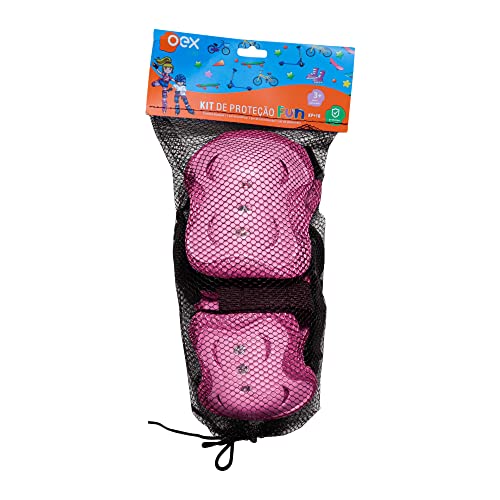OEX Kids Kit de Proteção Infantil (Punho, Cotovelo e Joelho) - KP10 - Rosa