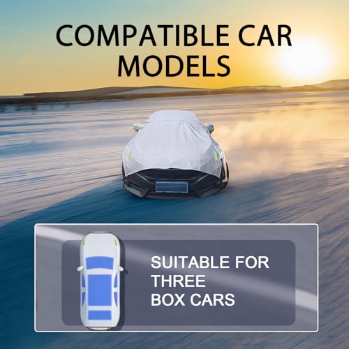 Image of Car Cover for Sedans, 16.73ft Long Cotton Fabric Oxford cloth Outdoor Car Cover Waterproof Sun Protection All Weather, Half-cover Car Covers with Reflective Strips