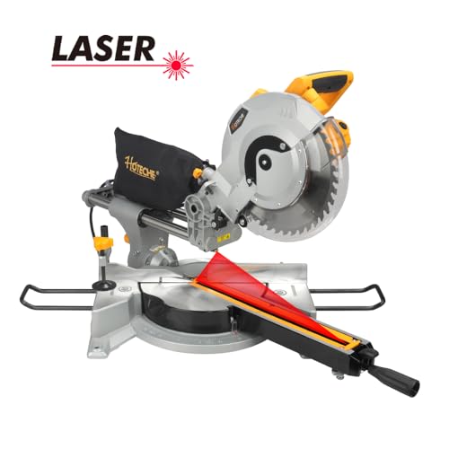 Hoteche 10-Inch Sliding Compound Miter Saw 15-Amp Single Bevel Power Chop Saw with Laser Guide for Wood and Metal Working thumbnail 4