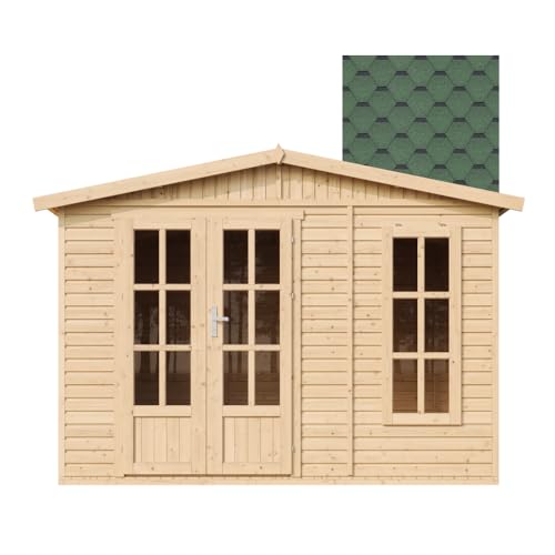 Abri de Jardin en Bois 6 m2 - l332xP222xH232cm - Cabanon Jardin extérieur avec Sol - Cabane de Jardin - Chalet de Loisirs - Maison d'été avec des bardeaux...