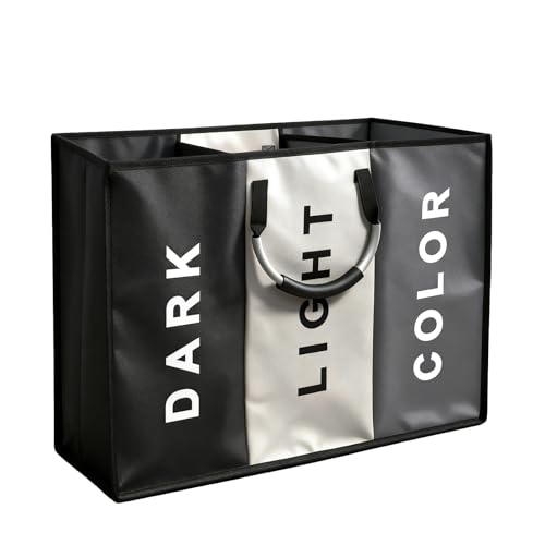 Wäschesortierer 3 Fächer, 100L Faltbarer Wäschekorb Sortierer, Wäschesack Wäschetasche Große Für Badezimmer, Schlafzimmer, Wäschekammer, Kinderzimmer