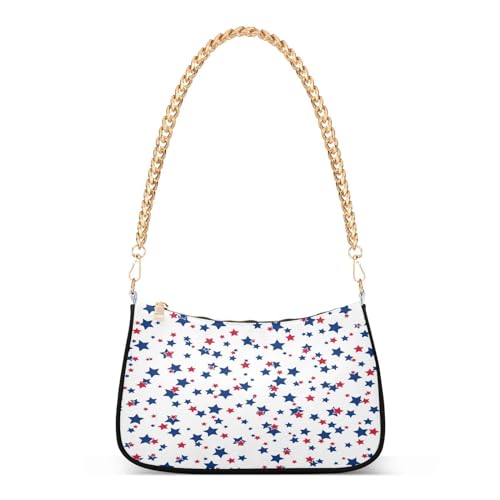 Shoulder Bags for Women American Patriotic Stars Hobo Tote Handbag Small Clutch Purse with Zipper Closure