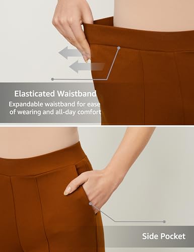Image of Symbol Premium Women's High Rise Ankle Length Wide Leg Knit Trouser (Elasticated Waist | Formal Pants | Office Wear | Desk-to-Dinner) (Available in Plus Sizes)