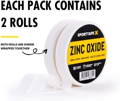 6 Rolls SPORTTAPE Finger Tape Zinc Oxide Tape - White - 1.25cm x 10m | for Jiu Jitsu, Bouldering, Rock Climbing, BJJ, Crossfit, Rowing, Climbing & Golf (3 x Packs of 2 Rolls)