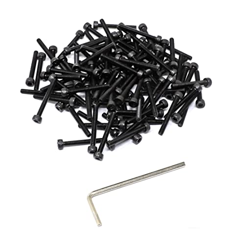 iexcell 100 Pcs M3 x 25mm Thread Pitch 0.5 mm Alloy Steel 12.9 Grade Hex Socket Head Cap Screws Bolts Kit, Black Oxide Finish