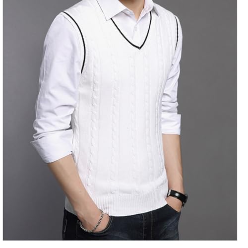 JEShifangjiusu Men's Line Texture Sweater Vest Lightweight Breathable Pullover V Neck Ribbed Hem Sleeveless Tank Top2
