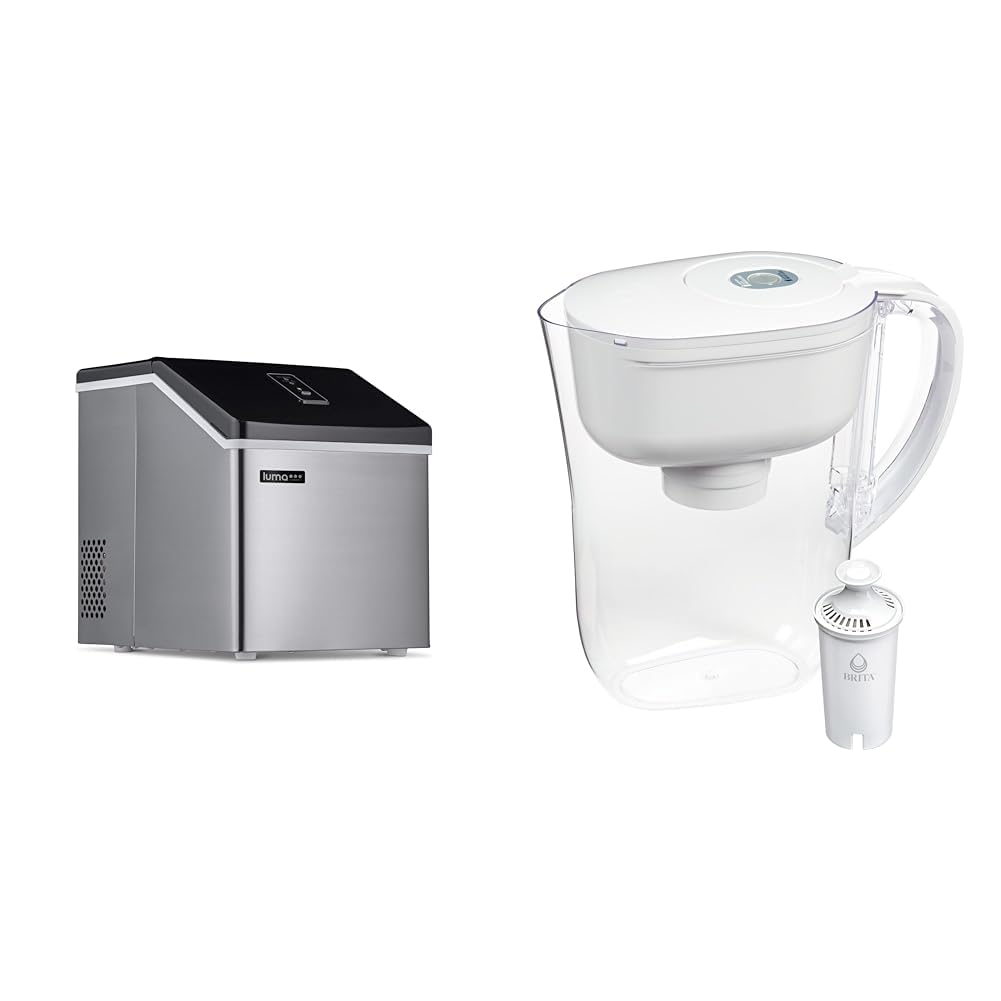 Luma ComfortClear Ice Cube Maker & Brita Metro Water Filter Pitcher Bundle - 28 lbs Ice/Day & Replace 1,800 Plastic Bottles/Year