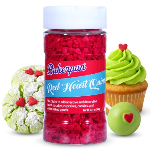 Bakerpan Edible Mini Red Heart Sprinkles for Cake Decorating, 5.77 Ounces