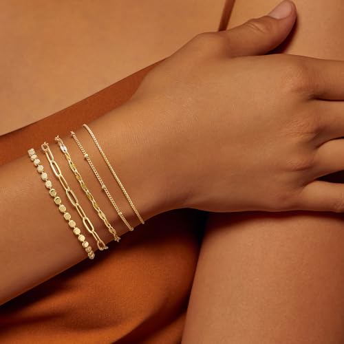 Turandoss Gold Bracelets for Women, 14K Gold Plated Bracelet Stacks - image 3