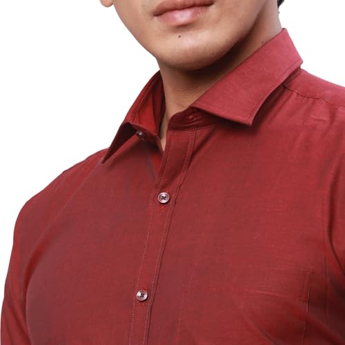 Image of Park Avenue Men's Solid Pattern Slim Fit Cotton Blend Full Sleeve Semi Cut Away Collar Formal Shirt