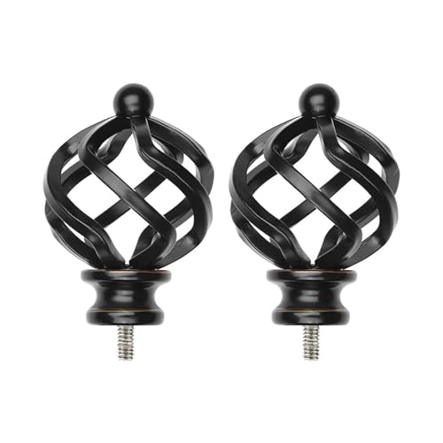 KAMANINA Replacement Finials for 1 or 7/8 Inch Curtain rods, 2 Pcs, Black