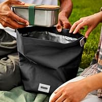 BLACK + BLUM Isolierte Lunchtasche | Rolltop | 6,7 L | Schwarz | 7,3 x 23cm – Ansicht 6