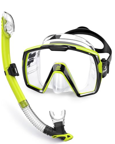 Men Women Dry Snorkel Set Scuba Diving Mask 180° Wide View Anti Fog No Leak - image 1