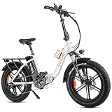 VITILAN U7 2.0 Bici Elettrica per Adulti, Autonomia Massima 64-128 KM, Fino a 25 Km/h,7 Velocità,250W Batteria Rimovibile 48 V 20 Ah con Doppio Ammortizzatore, Gomme 20“ x 4,0” (White)