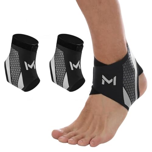 2 Pcs Ankle Brace for Men & Women Breathable Lace-Up Compression Sleeve Adjustable Support for Basketball Running Gym Sports & Active Lifestyle (Gray)