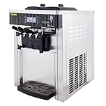 VEVOR Macchina per gelato commerciale da 5,3 a 7,4 galloni all'ora per servire morbido con display a LED Auto Clean 3 sapori perfetta per ristoranti snack bar, 2200 W, argento