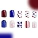 96Pcs Independence Day Press on Nails Short Square 4th Style Combinations French False Nails Artificial Acrylic Nails July 4th Fake Nails Full Cover Glossy Coffin Nails Glue on Nails for Women