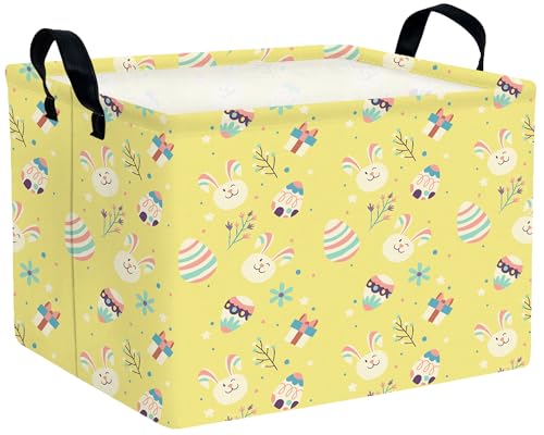 Image of Large Rectangular Easter Baskets Empty Waterproof Boy Toy Box Foldable Kid's Gifts Storage Bin Spring Room Decor(Gift Box Rabbit Egg)