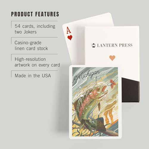 Baraja Michigan Underwater Trout, 52 cartas tamaño póker miniatura 3