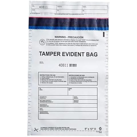 USPACKSMART 10”x13" Clear Plastic Deposit Bags with Security Tape Tamper Evident - Secure Bank Deposits, Cash Handling, & Currency Transport | Self-Sealing Tape with Hidden Graphics | 100-Pack Cover