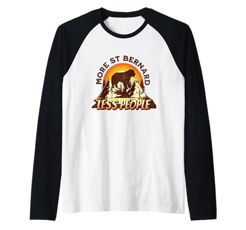 Más St Bernard Menos gente Divertido Senderismo Camping Camiseta Manga Raglan
