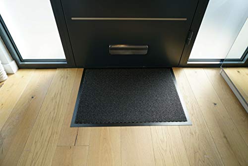 TrendMakers Dirt Stopper Carpet Runner 80cm x 120cm Grey/Black Rugs Barrier Mat Doormat Non-Slip Rubber Back For Home Hallway Office Kitchen Door Mats || POLYPROPYLENE PILE