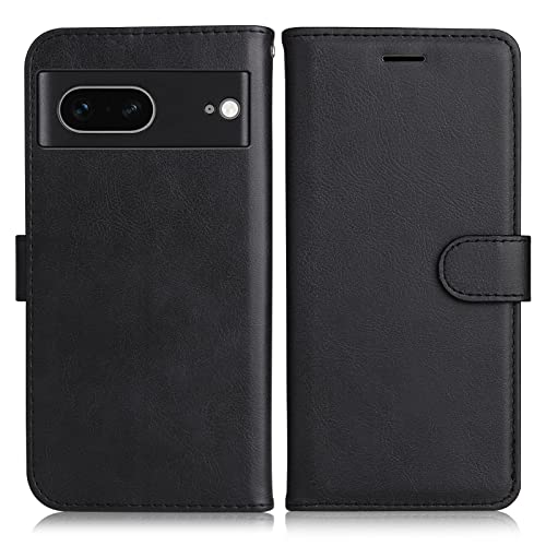 DENDICO Hülle für Google Pixel 7, PU Leder Brieftasche Handyhülle, Flip Tasche TPU Schutzhülle mit Kartenfach für Google Pixel 7, Schwarz