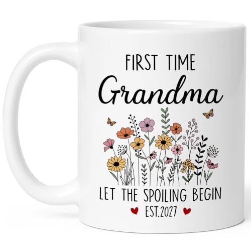 Nestura First Time Grandma Gifts, Promoted to Grandma Est 2027 Mug - Let the Spoiling Begin, Soon To Be Grandmas Gift from Daughter, Pregnancy Announcement