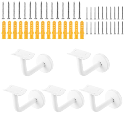 YOUNTHYE 5 PCS Support Main Courante Escalier Blanc 60x80mm en Acier Inox Support Rampe Escalier...