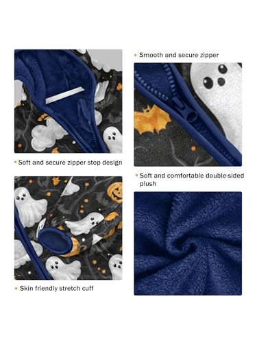 Ghosts Pumpkins Cartoon Girls Fleece Jacket Girls Fall Jacket Boys Coats Zip Up Hoodie Children Outerwear 2-10T3