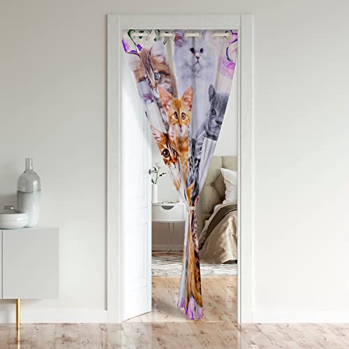 Loussiesd Cat Decorative Door Curtain for Doorway Privacy, Soft Cats Window Treatments - Image 2