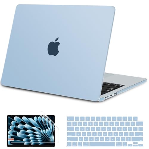 Coque MacBook Air 15 M4 M3 M2 G JGOO bleu ciel avec protège-clavier et écran