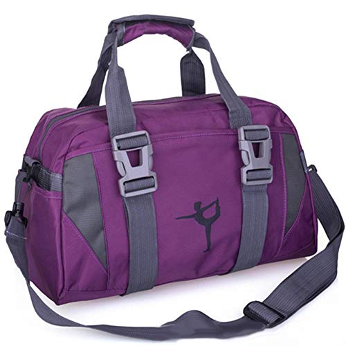 Feli546Bruce Yoga Storage Bag,Unisex Portable Large Capacity Nylon Shoulder Bag Travel Yoga Gym Tote Pouch Rose Red M