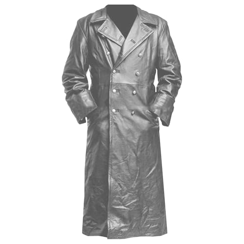 Manteau d'automne médiéval homme veste double boutonnage simili cuir col revers