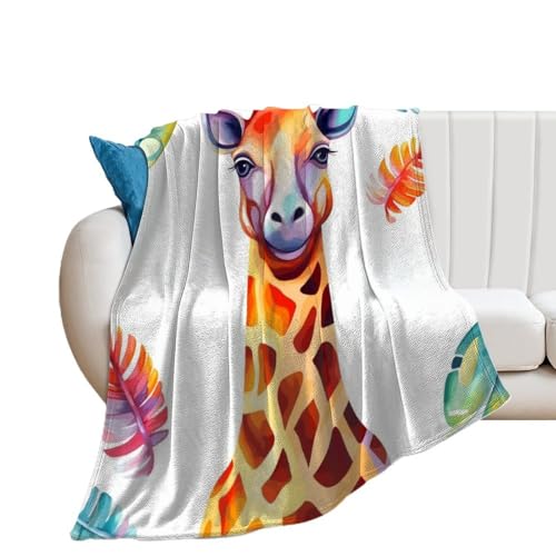 Couverture flanelle douillette imprimée girafe plaid lit - 2