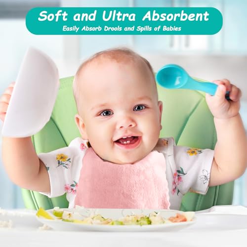 Image of HOMEXCEL Baby Washcloths 12 Pack-Microfiber Coral Fleece Baby Bath Face Towel 7 x 9 Inch Extra Absorbent Soft Burp Cloth and Wash Cloths for Newborn-Infants and Toddlers-Gentle On Sensitive Skin,Pink
