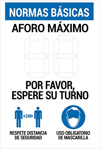 Cartel resistente PVC - SEÑAL DE AFORO PERSONALIZABLE con rotulador p