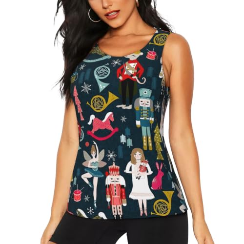 Camiseta sin mangas de ballet top deportivo navideño cascanueces para mujer