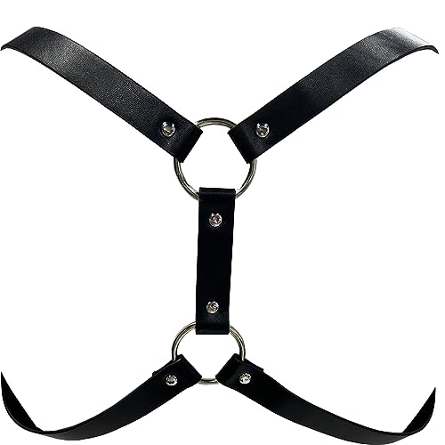 DRHOM Men's Shoulder Harness Straps Leather Body Chest Harness Clubwear Restrain Belt Halloween Cosplay Costume