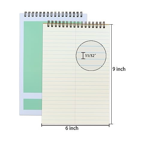 Aacehlh Steno Pad,6 Pack Top Spiral Notepads,6\" x 9\",80 Sheets, Gregg Rule Steno Notebook for Writing Notes in School, University, College, Office,Home