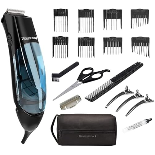 Remington Vacuum Hair Clippers for Men, 18-Piece Haircut Kit