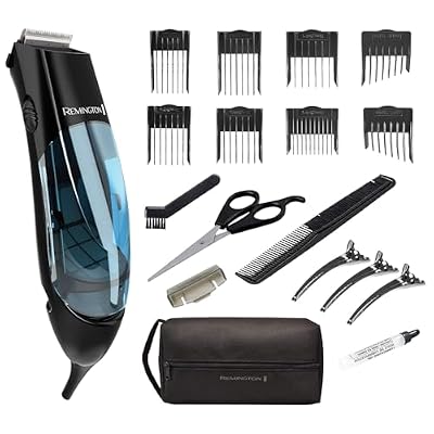 Remington Vacuum Hair Clippers for Men, Mess-Free Haircut & Beard Trimmer Kit with Hair Collection Chamber, Dual Motor Power, 18-Piece Grooming Set