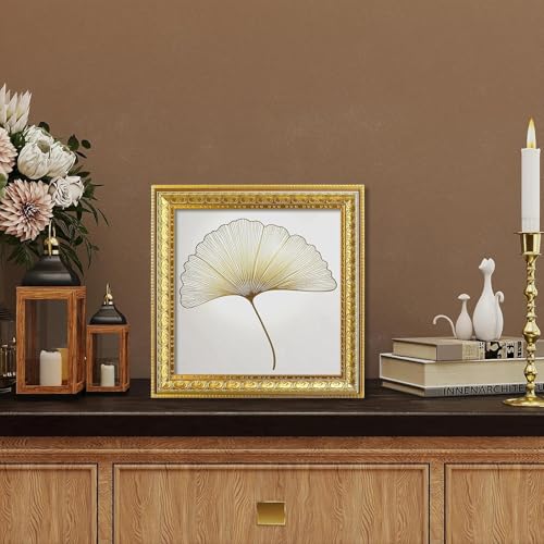 Image of VIOLABBEY 10x10 Picture Frame Gold Set of 2, Vintage Photo Frame for Wall or Tabletop Display, Classic Design for Office Home Decor, Fits 10x10 Pictures