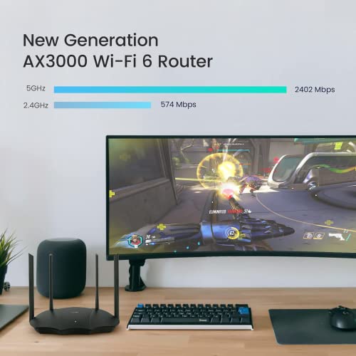 Tenda Tx9 Pro Wifi 6 Router, Ax3000 Dual Band Gigabit Smart 802.11Ax Router, Wpa3 Network Security, Ipv6 Supported, Intel Chipset+Ofdma, Parental Control, Tx9Pro. #TOP1