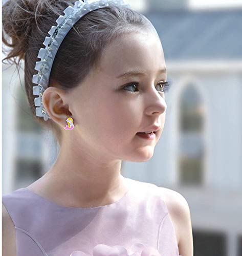 Image of 33 Pairs Stainless Steel Cartoon Earrings for Girls - Hypoallergenic Colorful Stud Earing Set, Mix & Match Cute Earring for Teens, Kids, Doll Dressup Accessories