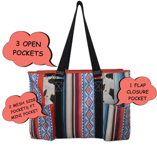 NGIL Utility Water Resistant Tote Bag, Top Zipper Closure, Perfect Gifts for Working Women, Nurses, Gym bag (Retro Cow-black)2