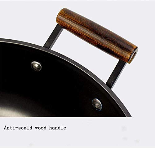 Wok de hierro fundido con tapa de madera de 32 cm miniatura 2