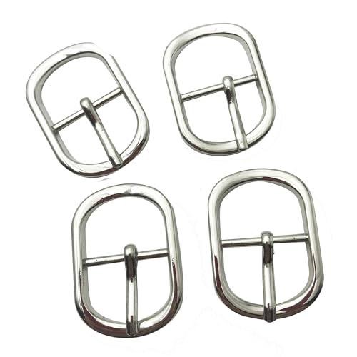 CYATHAGOR 4 hebillas de cinturón de una sola punta de 1 pulgada, hebillas cuadradas de barra central, accesorios de manualidades de cuero, plateado, 25 mm