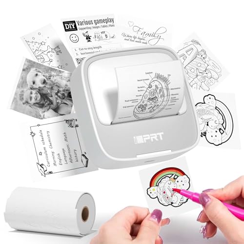 iDPRT Portable Sticker Maker Machine with 1 Roll Sticker Paper, Mini Printer Efficiently and Quickly, Thermal Printer for Study Notes, Pictures, DIY, Label, Free App with Multiple Templates, Grey